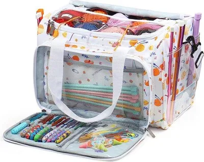 Produktbild von Große Stricktasche, tragbar, mit Innenverteilern, ideal für Reisen