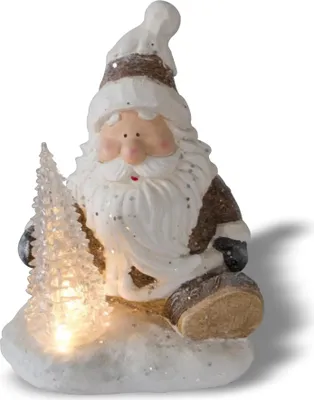 Produktbild von Weihnachtsdeko Weihnachtsmann mit LED beleuchtetem Tannenbaum, Leuchtfigur für Weihnachten