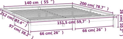 Imagen del producto de Cama de madera maciza con luces LED, color miel, 140x200 cm