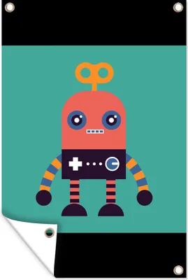 Produktbild von MuchoWow® 40x60 cm Outdoor-Poster Gartendeko Sichtschutz Garten Poster für den Garten  Roboter - Spielzeug - Gesicht - Rosa - Jungen - Kinder