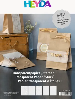 Produktbild von HEYDA Transparentpapier-Set Weihnachten "Sterne" 5 Motive