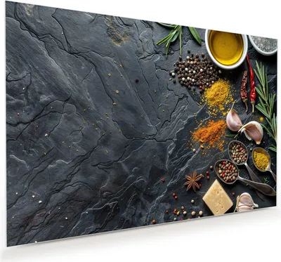 Produktbild von Glasbild 90x60cm in XXL für Wohnzimmer, Schlafzimmer Motiv Küche Zutaten