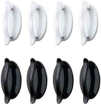 Produktbild von Famanu Set von 8 selbstklebenden Griffen für Kühlschranktüren, Schränke und Schubladen - Schwarz und Weiß