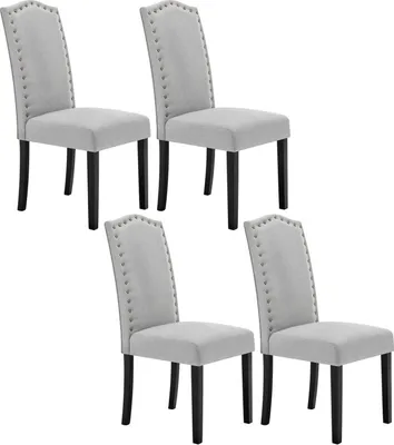 Produktbild von WOLTU 4er Set Esszimmerstühle mit Rückenlehne, gepolstert, Leinen, Hellgrau