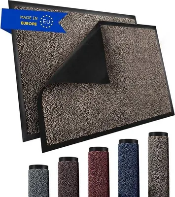 Produktbild von Unyqoos® Schmutzfangmatte 40 x 60 cm – wetter- und wasserbeständig, rutschfeste PVC-Rückseite, waschbar, für Innen & Außen, geeignet für Fußbodenheizung