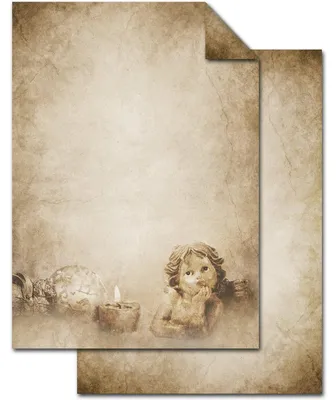 Produktbild von 100 Blatt Weihnachts-Briefpapier beige ENGEL VINTAGE beidseitig bedruckt 100g Weihnachts-Papier DIN A4 Brief-Bogen marmoriert vintage natur gold braun alt100 Blatt