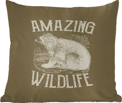 Produktbild von MuchoWow® Zierkissen Sofakissen Wohnzimmer Dekokissen 60x60 cm Jahrgang - Bär - Natur - Sitzfläche - Foto Polster