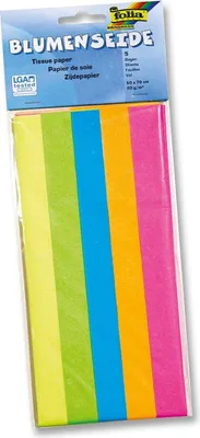 Zdjęcie produktu dla Folia 91099 Jedwab w kwiaty - 50 x 70 cm, 5 arkuszy, różne kolory neonowe