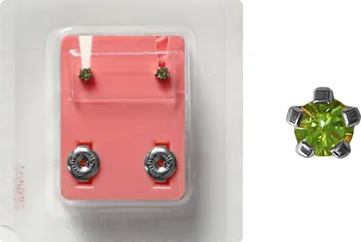 Produktbild von Erstohrstecker Sterile Ohrstecker Chirurgenstahl synthetischer Stein grün 3mm