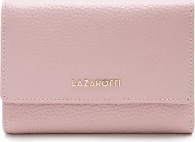 Zdjęcie produktu dla Skórzany portfel Lazarotti Bologna z zamkiem błyskawicznym i 15 przegródkami na karty, kolor różowy