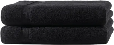Produktbild von 2er Set Frottee Handtücher Elegance 50x100 cm 100% Baumwolle 500 gsm Handtuch schwarz