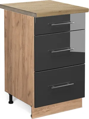 Image de Meuble cuisine Vicco Fame-Line Anthracite Haute brillance 50cm , PT Chêne, Model 45944