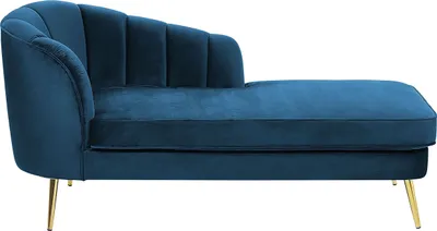 Produktbild von BELIANI Chaiselongue Marineblau Samt Linksseitig mit Goldenen Metallbeinen Lehne Muschelform Glamourös Modern Muschelsofa Wohnzimmer Flur Ausstattung