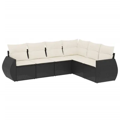 Produktbild von vidaXL 6-tlg. Garten-Sofagarnitur mit Kissen Schwarz Poly Rattan