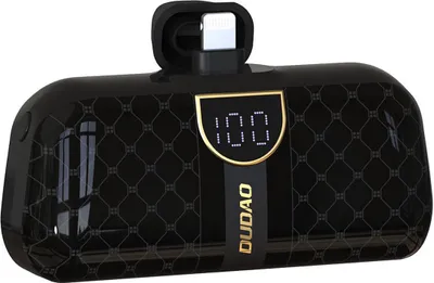 Produktbild von Dudao Mini-Powerbank 5000 mAh, Lightning / USB-C - Schwarz