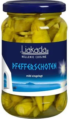 Produktbild von Liakada Pfefferschoten mild eingelegt 155 G Glas  Mild Glutenfrei Laktosefrei