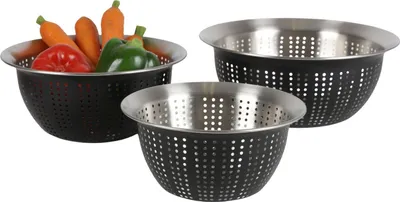 Image de 6x 3pcs Set de passoires en acier inoxydable Bols Cuisson Ustensiles de cuisine Vaisselle