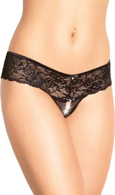 Immagine prodotto di Perizoma Softline con fiocco sul retro e cavallo aperto - nero