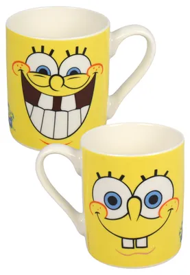 Produktbild von Spongebob Schwammkopf Tasse für Kinder - Smile Kinderbecher Kindertasse Trinkbecher Becher aus Keramik 230 ml Gelb