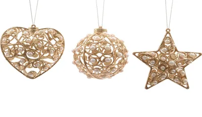 Produktbild von Christbaumschmuck Herz Kugel Stern Metall Ø 10 cm 1 Stück Champagner