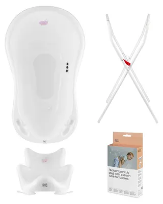 Immagine prodotto di Vasca da bagno per bambini, sedile, supporto, scarico - bianco