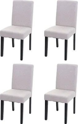 Immagine prodotto di set di 4 sedie per sala da pranzo Sedia da cucina Littau ~ tessuto, crema-beige, gambe scure