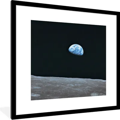 Produktbild von MuchoWow® Gerahmtes Poster Die Erde vom Mond aus 40x40 cm - Poster mit Schwarzem Bilderrahmen Wandposter Rahmen Foto Bilder - Poster - Plakat im Rahmen