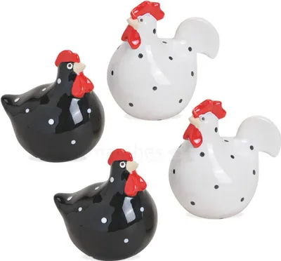 Produktbild von Hühner Keramik schwarz 4er Set 6 cm