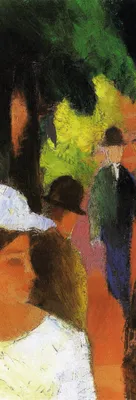 Obrázek produktu pro August Macke Art Print Obraz - Promenáda s bílou dívkou v polopostavě, 1914, Detail (91 x 30 cm)
