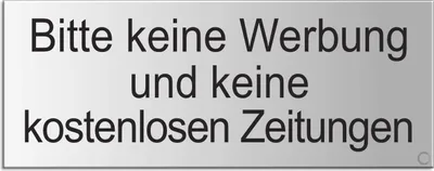 Produktbild von Bitte Keine Werbung und Keine k. Zeitungen Schild Briefkastenschild silbermatt eloxiert 66x25 mm