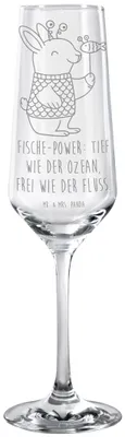 Produktbild von Mr. & Mrs. Panda Champagnerglas Fische Astrologie - Transparent - Geschenk, Sternzeichen, Fischer, Sektglas, Trinkglas, Geburtstagsgeschenk, Sektflöte, Glas, Sektkelch