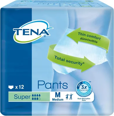 Obrázok produktu pre Meno produktu: Tena Pants ProSkin Super - Medicínske trenírky, veľkosť M, balenie 12 kusov