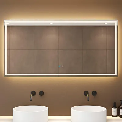 Produktbild von dopporo Badspiegel mit Beleuchtung 140x70cm LED Badezimmerspiegel Wandspiegel dimmbar mit Touch Bedienung Beschlagfrei Nova-01
