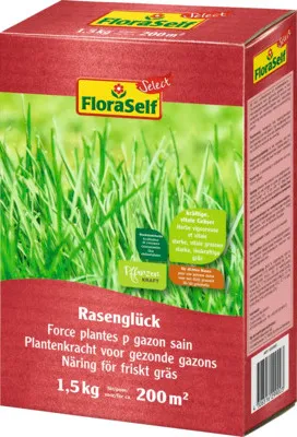 Produktbild von Rasen-Stärkungsmittel FloraSelf Select 'Rasenglück' 1,5 kg für 200 m²