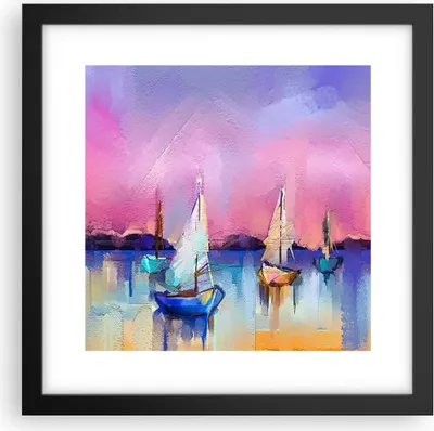 Produktbild von Gerahmtes Poster - Schwarzer Rahmen - Segelboot See - 30x30 cm - Wand Bild - Wanddeko - Wandbilder - Kunstposter - Wandposter - Bilderrahmen - Bilder - Kunstdruck - Wandbild - P2BAC30x30-4099