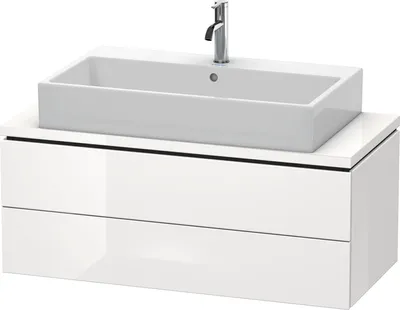 Produktbild von Konsolenunterschrank L-CUBE 400x1020x477mm weiß hochglanz weiß hochglanz