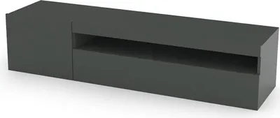 Produktbild von Fernsehschrank Dmontù, Niedriges Sideboard für Wohnzimmer, Sockel für TV-Möbel, 100 %  Italy, cm 150x40h37, Anthrazit glänzend