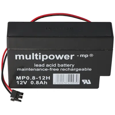 Obrázek produktu pro Multipower MP0,8-12H olověná baterie se zástrčkou Molex 43025-200 černá, baterie pro Solar Rollomatic DFR 2000 č. 1 / Solar, Vision CP1208