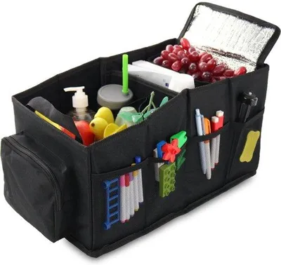 Productafbeelding van Famanu Auto-organizer voor kinderen - Opvouwbare organizer voor de achterbank en de kofferbak, met koeltas en meerdere compartimenten