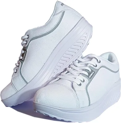 Zdjęcie produktu dla Trampki z podeszwą kołyskową, balansujące, na grubszej podeszwie Fit Walk białe 39 Fitness King