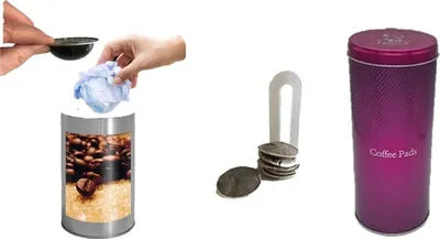 Produktbild von Premium Paddose für 20 Kaffeepads +Tisch Abfallbehälter ohne Deckel mit Ø 8,5 x 9 cm, 0.5 Liter Tischreste-Mülleimer