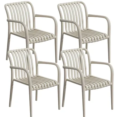 Produktbild von di volio Gartenstuhl Set CARISI, Kunststoff-Gartenstühle 4er Set für Balkon & Terrasse - beige