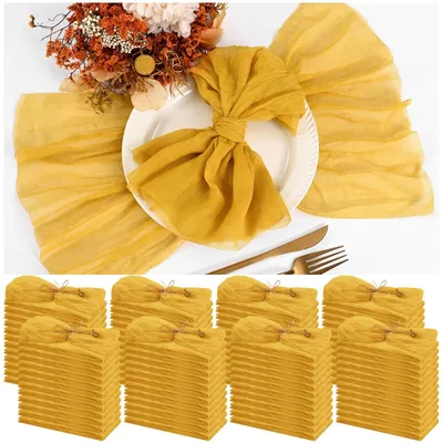 Productafbeelding van Omgoods - 100 Stuks Gouden Crinkle Stoffen Servetten voor Bruiloften en Feestjes - 43x43 cm