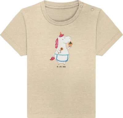 Produktbild von Mr. & Mrs. Panda Babyshirt Einhorn Küche 6. - 12. Monat - Natural Raw - Geschenk, Muffin, Kuchen, , Unicorn, Baby T-Shirt, Kinder Oberteil, Torte, Kurzarmshirt
