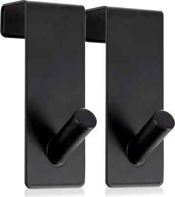 Produktbild von Türhaken aus Metall, schwarz, 3 x 5 x 8 cm, 2er-Set