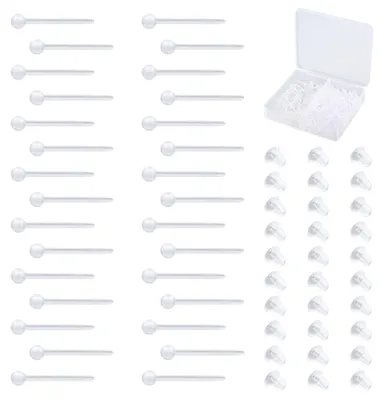 Ohrstecker-Rückseiten, 50 Paar, transparent, Acryl, mit Aufbewahrungsbox