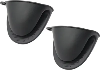 Produktbild von Mini-Ofenhandschuhe aus Silikon, hitzebeständig, Kochhandschuhe, Topflappen zum Kochen und Backen in der Küche, Schwarz