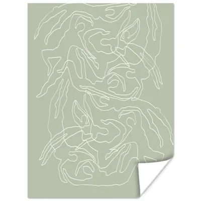 Produktbild von MuchoWow® Poster Strichzeichnung - Grün - Abstrakt - Figuren 90x120 cm - Wohnzimmer