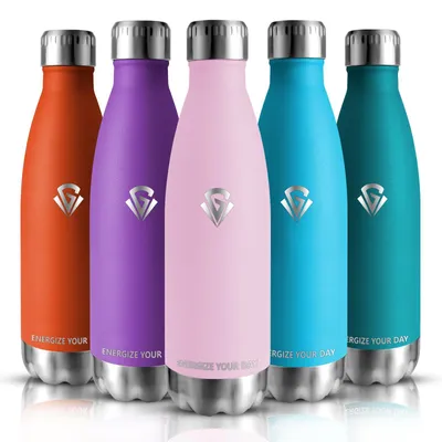 Productafbeelding van RVS Drinkfles 500ml - Dubbelwandig Geïsoleerd - BPA-vrij en Lekvrij