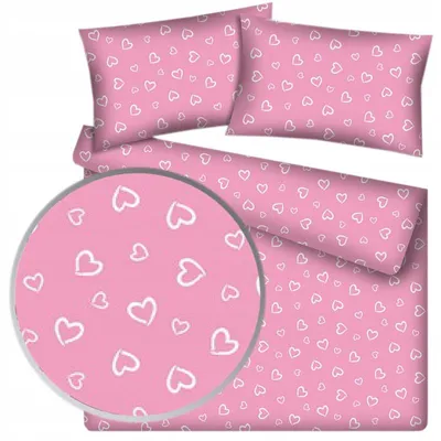 Produktbild von Designpremium Bettwäsche Set Rosa Herzmuster 160x200 cm